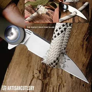 ARTISANCUTLERY Folding Knife CAZADOR EDC Natural Green Handle