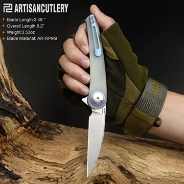 ARTISANCUTLERY Folding Knife CAZADOR EDC Natural Green Handle