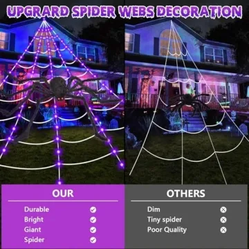 OCATO Halloween Spider Webs with 135 LED Lights for Spooky Decor