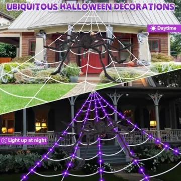 OCATO Halloween Spider Webs with 135 LED Lights for Spooky Decor