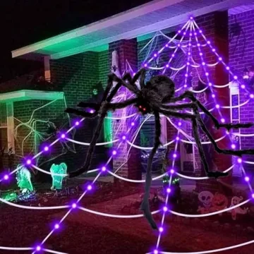 OCATO Halloween Spider Webs with 135 LED Lights for Spooky Decor