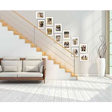 Frametory, 16x20 Picture Frame Matted to 11x14 Aluminum Metal Photo Frames Real Glass Vertical or Horizontal Wall Mounting (Gold, 6-Pack)