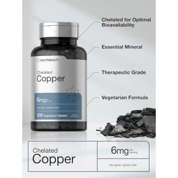 Horbäach Chelated Copper Supplement 6mg, 300 Tablets