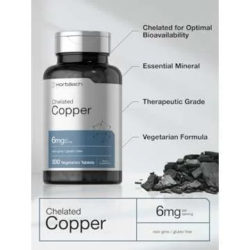 Horbäach Chelated Copper Supplement 6mg, 300 Tablets
