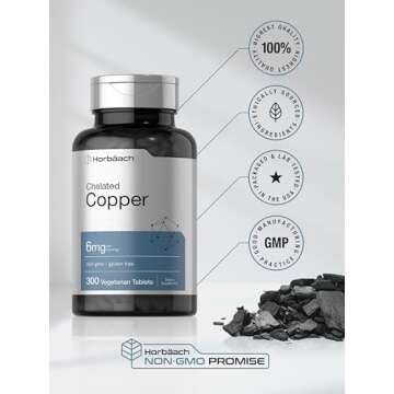 Horbäach Chelated Copper Supplement 6mg, 300 Tablets