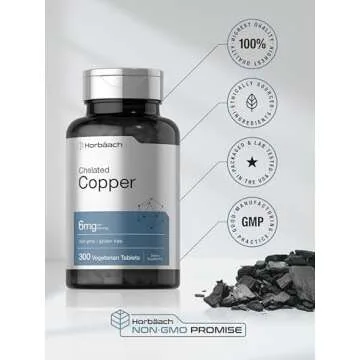 Horbäach Chelated Copper Supplement 6mg, 300 Tablets