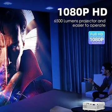 MOSECO 2022 Upgraded 7500Lumens Mini Projector, Full HD 1080P & 200" Display Supported, Portable Movie Projector Compatible with Phone, TV Stick, PS4, HDMI, AV, Dual USB [Tripod Included]