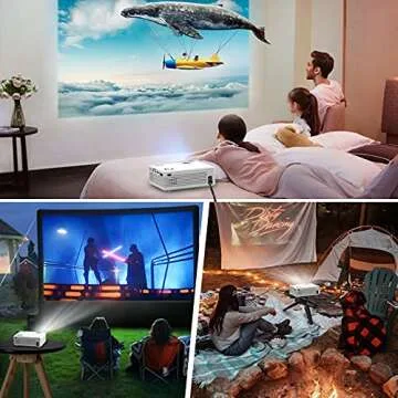 MOSECO 2022 Upgraded 7500Lumens Mini Projector, Full HD 1080P & 200" Display Supported, Portable Movie Projector Compatible with Phone, TV Stick, PS4, HDMI, AV, Dual USB [Tripod Included]