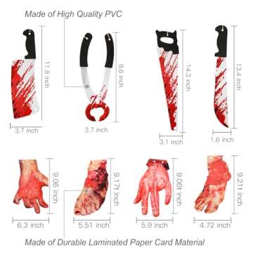 Halloween Decorations Blood Weapon Garland Banner Props Hanging Scary Fake Severed Hand Broken Body Parts for Haunted House Halloween Vampire Zombie Party Supplies (6pcs Body Parts)