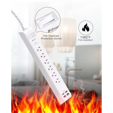 Surge Protector Power Strip 10ft with USB-C & AC Outlets