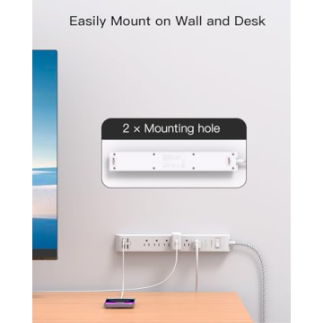 Surge Protector Power Strip 10ft with USB-C & AC Outlets