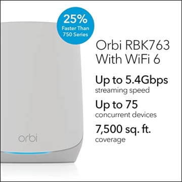 Netgear Orbi RBK763S WiFi 6 Mesh System 5.4Gbps Renewed