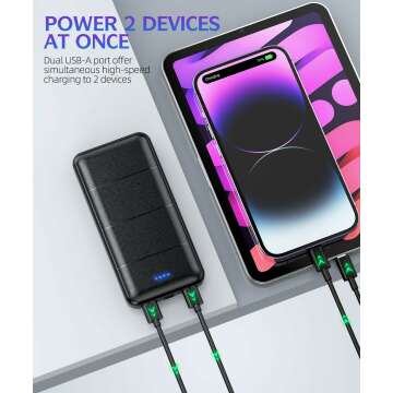 15000mAh Power Bank - Dual USB Fast Charger Pack