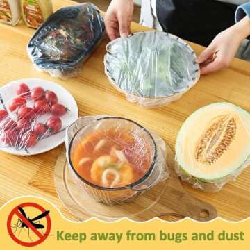 MAQIHAN 200 Bowl Covers Bread Proofing - Medium Plastic Wrap Food Sourdough Bread Baking Bread Rising Elastic Reusable Plate Covers Outdoor Food Fresh Keeping Bags Shower Cap Hair Deep Conditioning