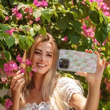 Elegant iPhone 15 Case with Unique Genuine Seashell Design