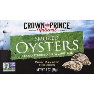 Crown Prince Natural Smoked Oysters in Pure Olive Oil, 3 Ounce