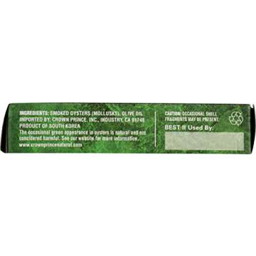 Crown Prince Natural Smoked Oysters in Pure Olive Oil, 3 Ounce