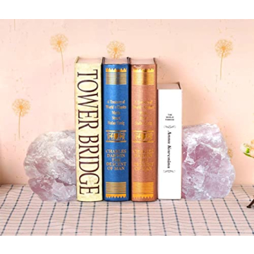 MOGEMT Rose Quartz Heavy Duty Bookends for Home Decor