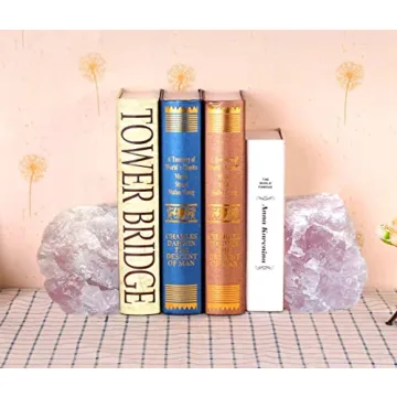 MOGEMT Rose Quartz Heavy Duty Bookends for Home Decor