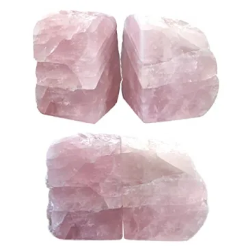 MOGEMT Rose Quartz Heavy Duty Bookends for Home Decor