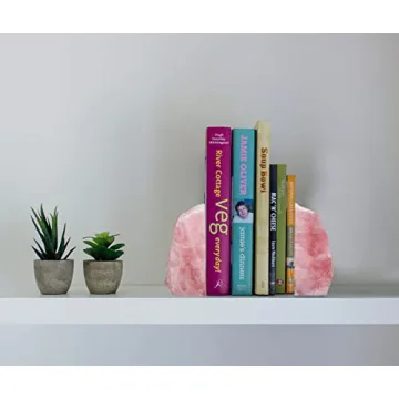 MOGEMT Rose Quartz Heavy Duty Bookends for Home Decor