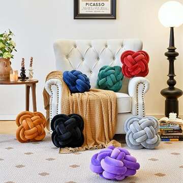 Xuyier Knot Pillow Ball, Decorative Throw Pillows with Velvet Fabric for Couch Bed, 12" Decor Knotte...