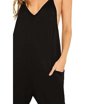 DIDK Women's V Neck Spaghetti Strap Cami Jumpsuit