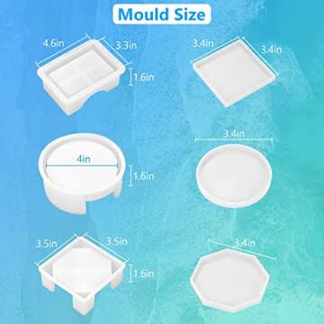 KISREL 18 Pieces Resin Coaster Molds, Coaster Molds for Epoxy Resin, Coaster Resin Mold with Storage Box Mold for DIY Art Craft Cup Mats