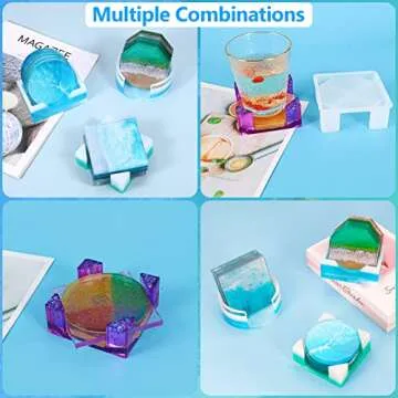 KISREL 18 Piece Resin Coaster Molds Kit for Creative DIY Projects