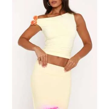 Giraropa Women One Shoulder Tank Tops 3D Flower Ruched Shirts Y2k Slim Fit Going Out Crop Top Trendy...