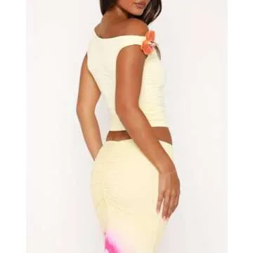 Trendy One Shoulder Tank Top with 3D Flower Detail