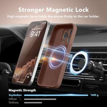 SuydanBox Magnetic for iPhone 14 Pro Case, Compatible with MagSafe, [Full Camera Protection][Screen Protector] Silicone Shockproof Protective Phone Case for iPhone 14 Pro 6.1", Brown