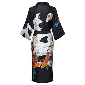 Women's Floral/Patterned Silky Kimono Robes Long Satin Bathrobes Sleepwear Loungewear