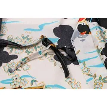 Women's Floral/Patterned Silky Kimono Robes Long Satin Bathrobes Sleepwear Loungewear