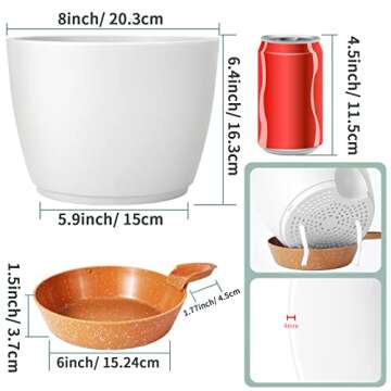 GARDIFE Plant Pots Set of 2 Pack 8 inch,Planters for Indoor Plants with Drainage Holes, Modern Decor...