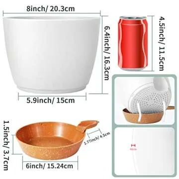 GARDIFE Plant Pots Set of 2 Pack 8 inch,Planters for Indoor Plants with Drainage Holes, Modern Decor...