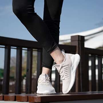 Akk Walking Shoes Women Workout Gym Tennis Sneakers Slip On Memory Foam Comfortable Lightweight Fashion Shoes Tan Size 8.5