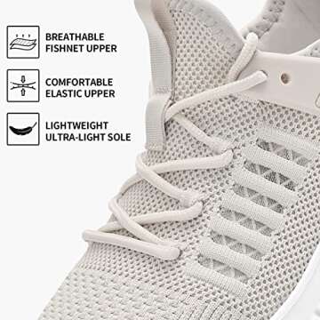 Akk Walking Shoes Women Workout Gym Tennis Sneakers Slip On Memory Foam Comfortable Lightweight Fashion Shoes Tan Size 8.5