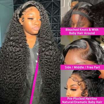 Ksflaae 30 Inch Deep Wave Lace Front Wigs - Natural Look with 180% Density