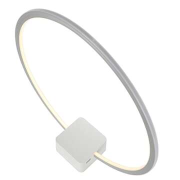 Brightech Circle LED Nightstand Lamp with USB Port – Compact Bed Stand Lamp for Bedroom, Living Room - Modern Asian Table & Desk Lamp on Side & End Tables - White