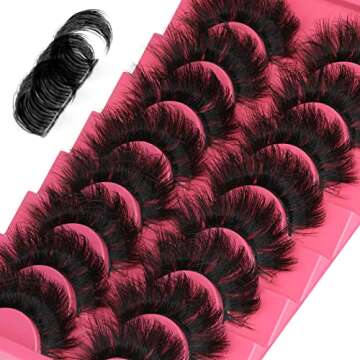 Eyelashes Fluffy Mink Lashes Dramatic Full Volume False Eyelashes 6D Faux Mink Eye Lash 18mm Long La...