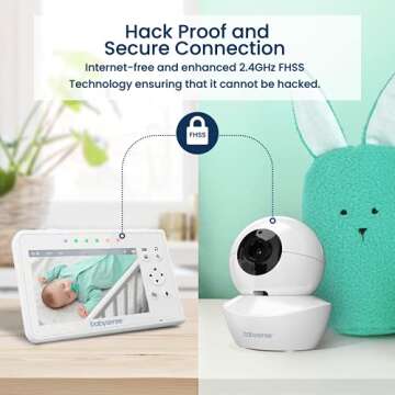 Babysense Baby Monitor with 2 Cameras and Audio 4.3", Non Wifi Baby Monitor, Dual Split Screen, Portable Double Sleep Video Monitoring, Auto Night Vision & Light, Lullabies & White Noise Two-Way Audio