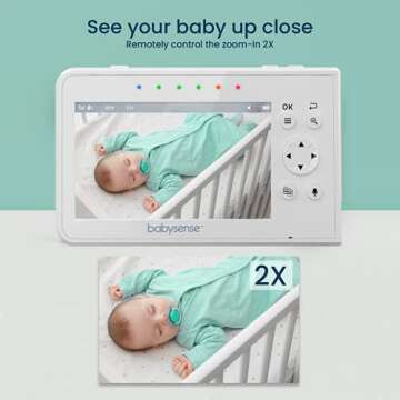 Babysense Baby Monitor with 2 Cameras and Audio 4.3", Non Wifi Baby Monitor, Dual Split Screen, Portable Double Sleep Video Monitoring, Auto Night Vision & Light, Lullabies & White Noise Two-Way Audio