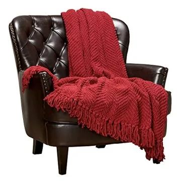 Chanasya Premium Textured Knit Throw Blanket with Tassels - Soft, Cozy Blanket for Couch, Bed, Livin...