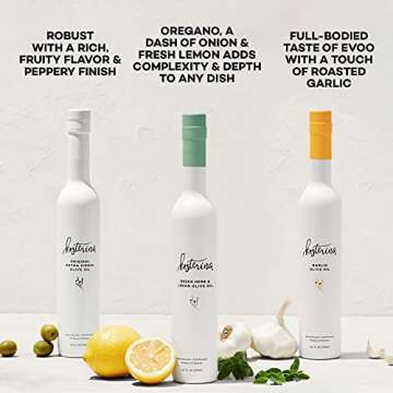 Kosterina - Olive Oil & Balsamic Vinegar Tasting Set, 100% Pure Early Harvest Greek EVOO, Authentic Mediterranean Flavors, Incredible Taste, Cold-Pressed in Small Batches, Superfood (12.7 oz, 6-Pack)