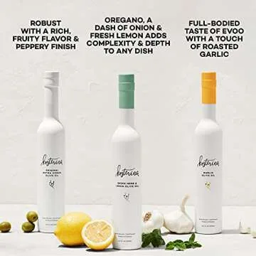 Kosterina - Olive Oil & Balsamic Vinegar Tasting Set, 100% Pure Early Harvest Greek EVOO, Authentic Mediterranean Flavors, Incredible Taste, Cold-Pressed in Small Batches, Superfood (12.7 oz, 6-Pack)