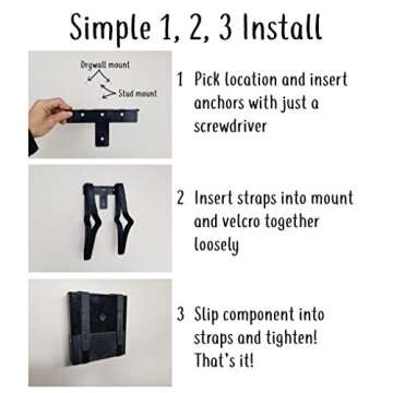 The All-in Wonder Mount by Mount Genie (1-Pack): The Easiest Wall Mount for Any Component Routers Modems Xbox PlayStation DVRs | One Size Fits All | Stronger for 2022 | Home and Business (Black)