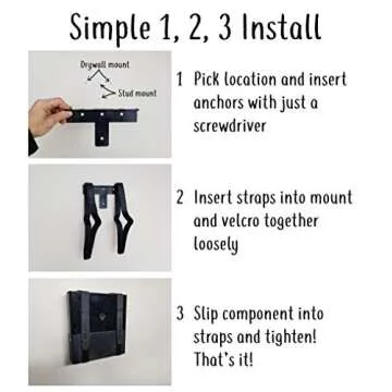 The All-in Wonder Mount by Mount Genie (1-Pack): The Easiest Wall Mount for Any Component Routers Modems Xbox PlayStation DVRs | One Size Fits All | Stronger for 2022 | Home and Business (Black)