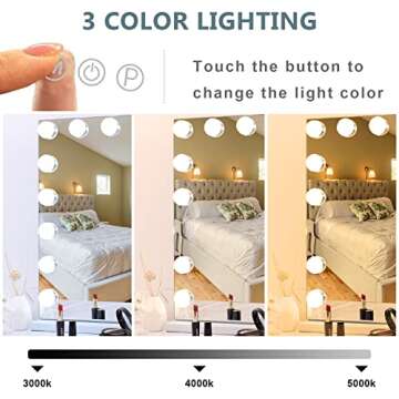 COOLJEEN Large Hollywood Makeup Mirror with USB Charging