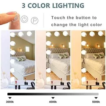 COOLJEEN Large Hollywood Makeup Mirror with USB Charging
